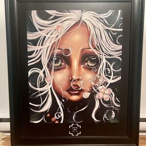 Angelina Black Framed Art with White and Pink Highlights